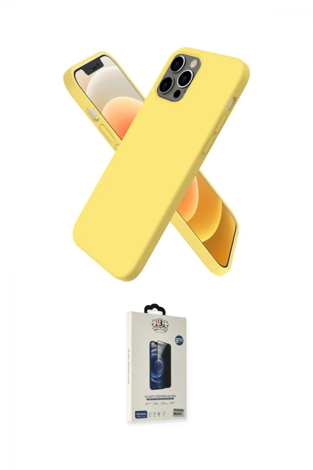 ieg™ iPhone 12 Pro Max Kılıf Kozmos Yansıma Özel Seri - Siyah Bilvis Hayalet Cam Ekran Koruyucu