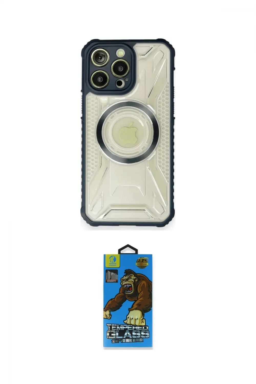 ieg™ iPhone 12 Pro Max Kılıf Kutup Modern - Siyah 18D Cam Ekran Koruyucu