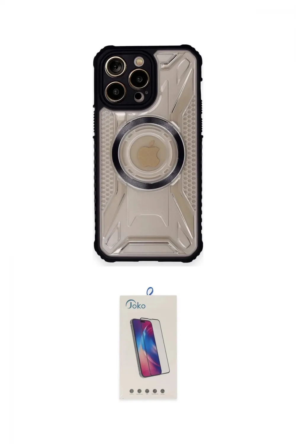 ieg™ iPhone 12 Pro Max Kılıf Kutup Modern - Siyah Joko 5D Cam