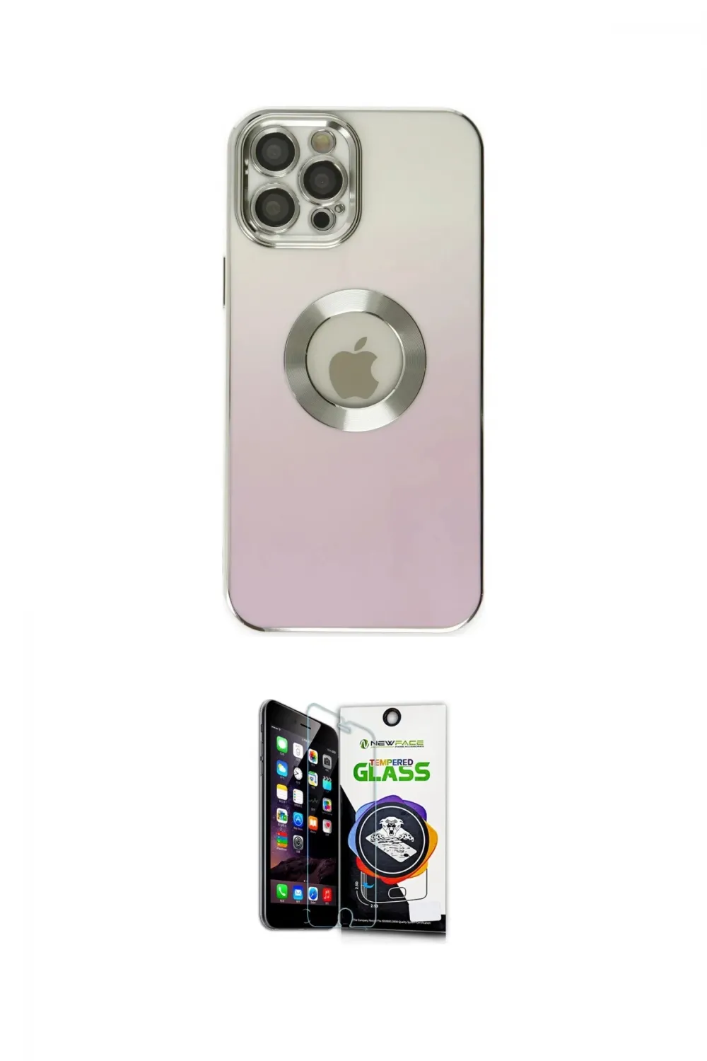 ieg™ iPhone 12 Pro Max Kılıf Kutup Yansıma Özel Seri - Şeffaf Temperli Cam Ekran Koruyucu