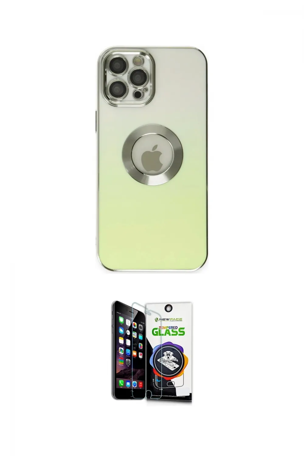 ieg™ iPhone 12 Pro Max Kılıf Kutup Yansıma Özel Seri - Şeffaf Temperli Cam Ekran Koruyucu