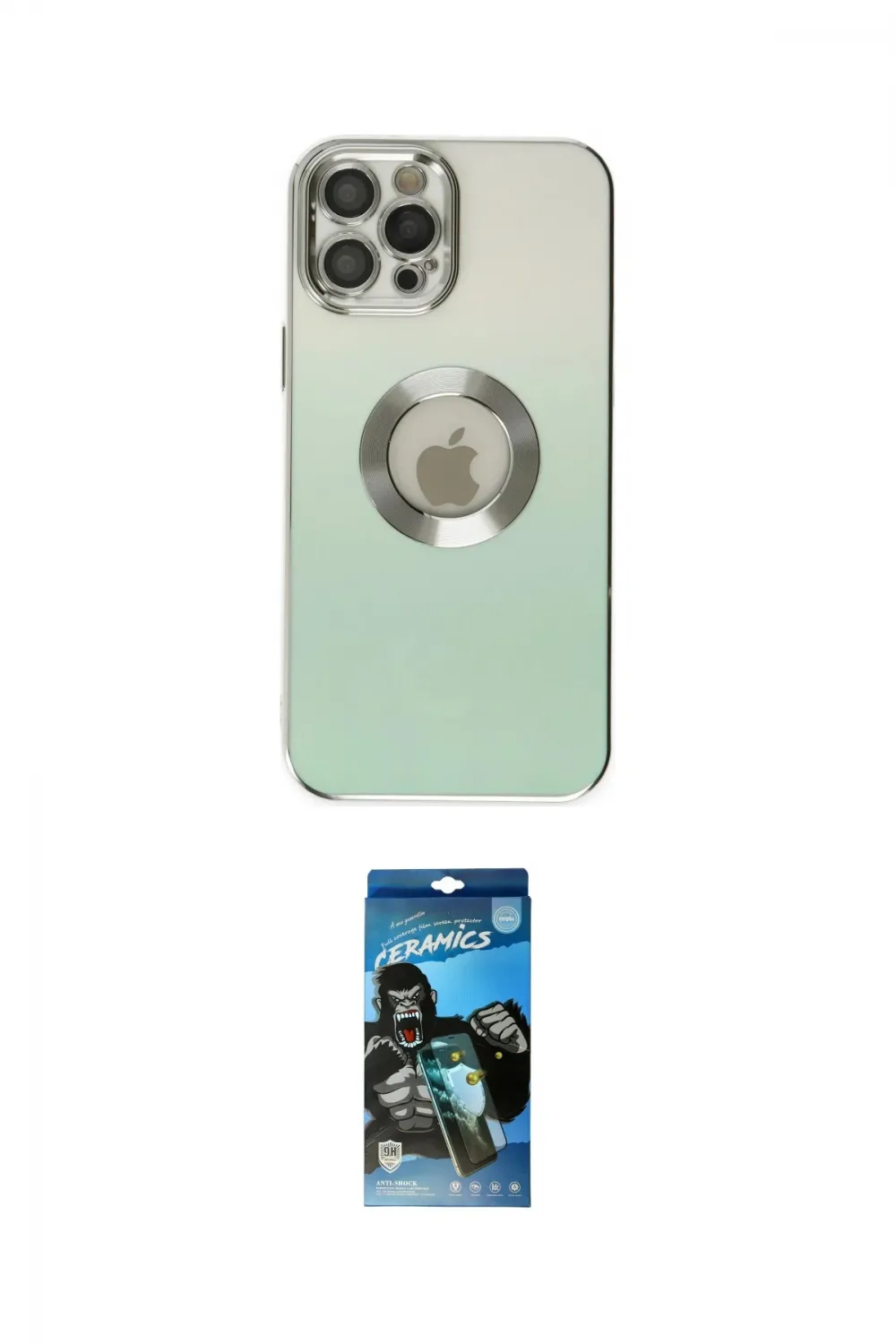 ieg™ iPhone 12 Pro Max Kılıf Kutup Yansıma Özel Seri - Siyah 34D Izgaralı Cam