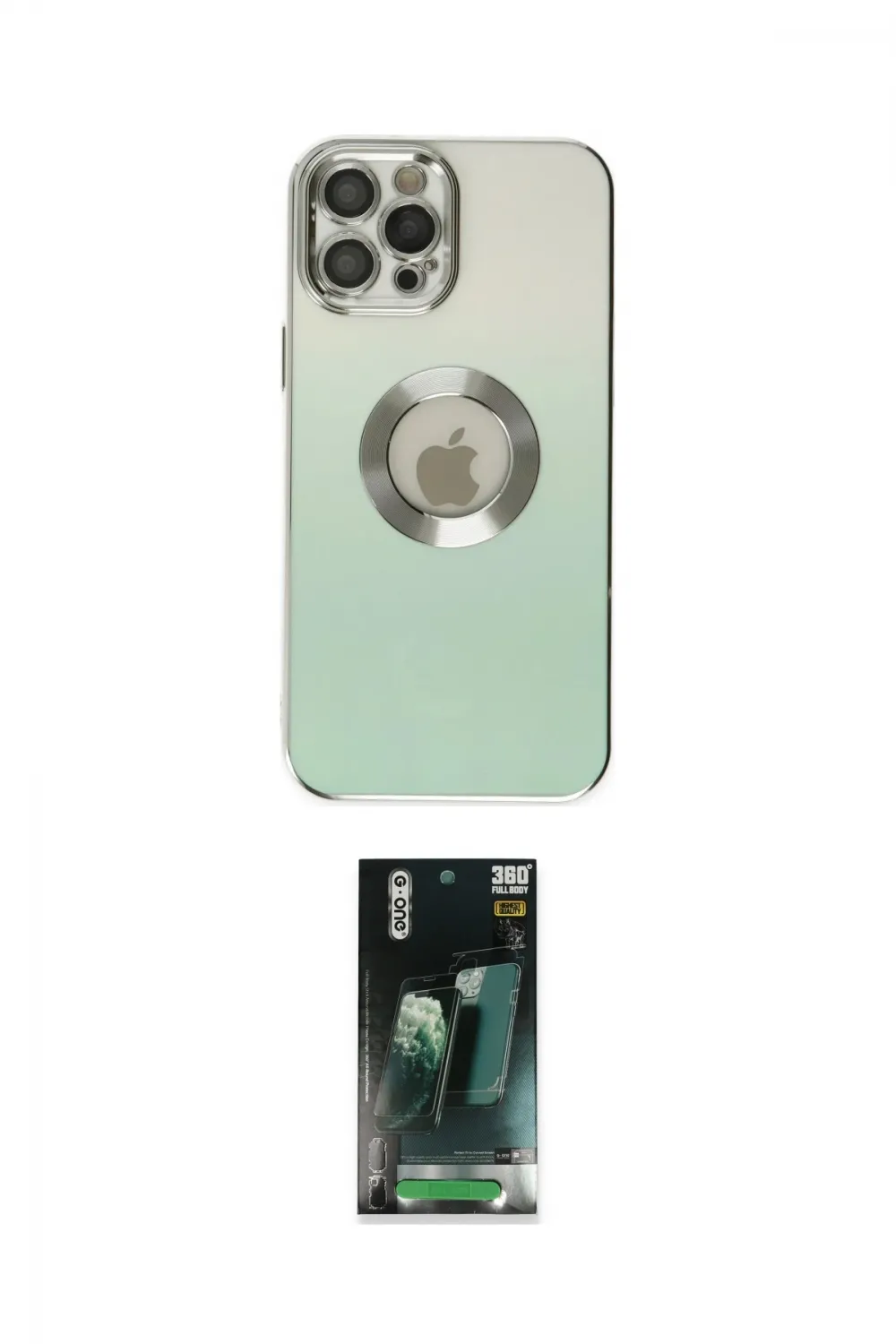 ieg™ iPhone 12 Pro Max Kılıf Kutup Yansıma Özel Seri - Siyah 360 Mat Full Body Arka Koruyucu