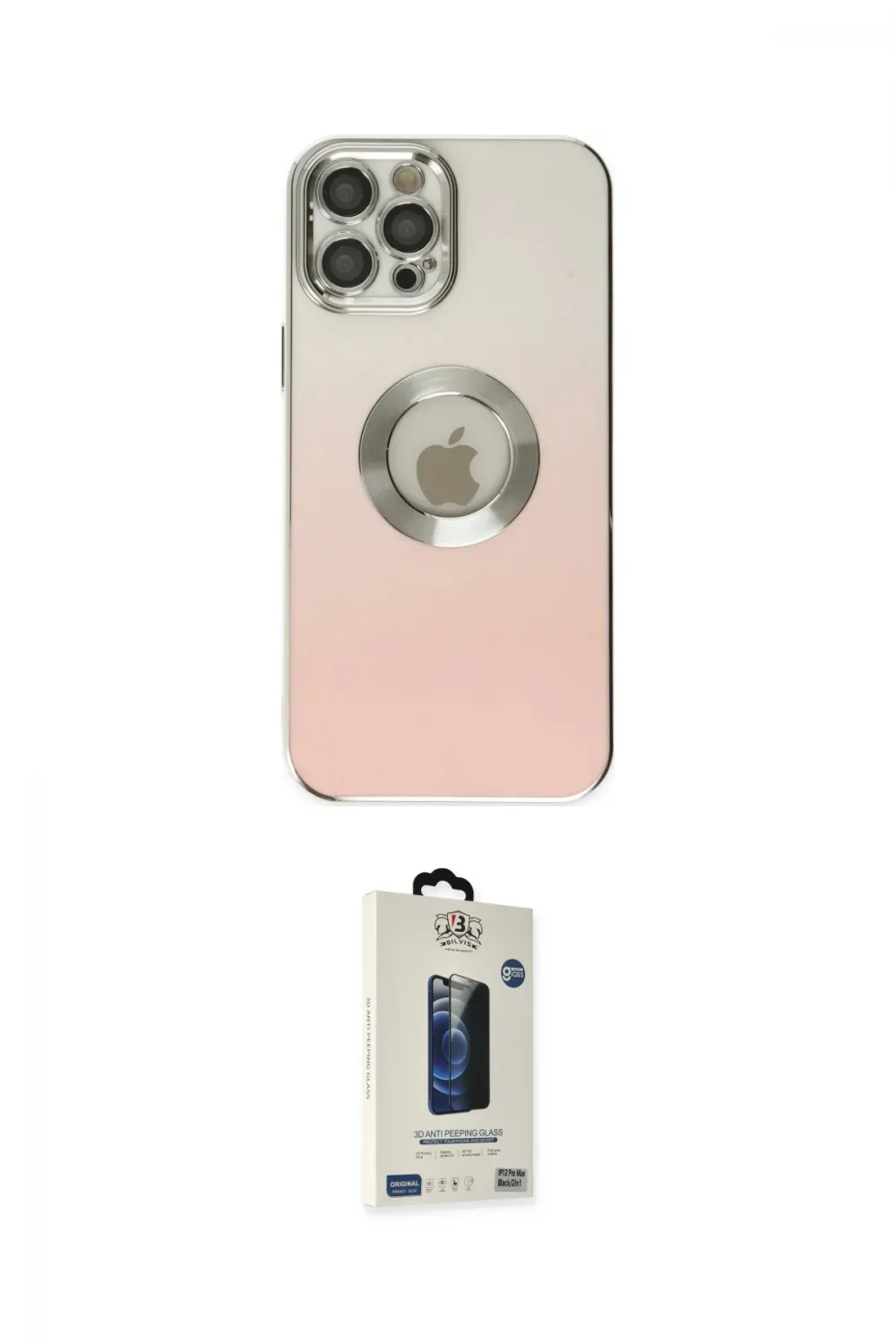ieg™ iPhone 12 Pro Max Kılıf Kutup Yansıma Özel Seri - Siyah Bilvis Hayalet Cam Ekran Koruyucu