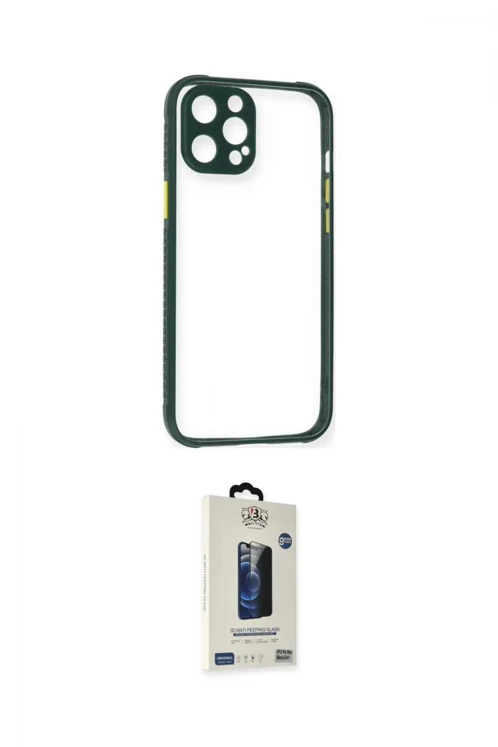 ieg™ iPhone 12 Pro Max Kılıf Nova Asil Özel Seri - Siyah Bilvis Hayalet Cam Ekran Koruyucu