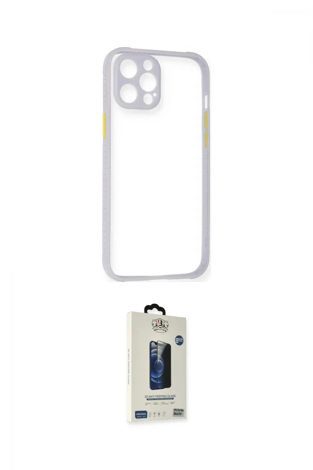 ieg™ iPhone 12 Pro Max Kılıf Nova Asil Özel Seri - Siyah Bilvis Hayalet Cam Ekran Koruyucu