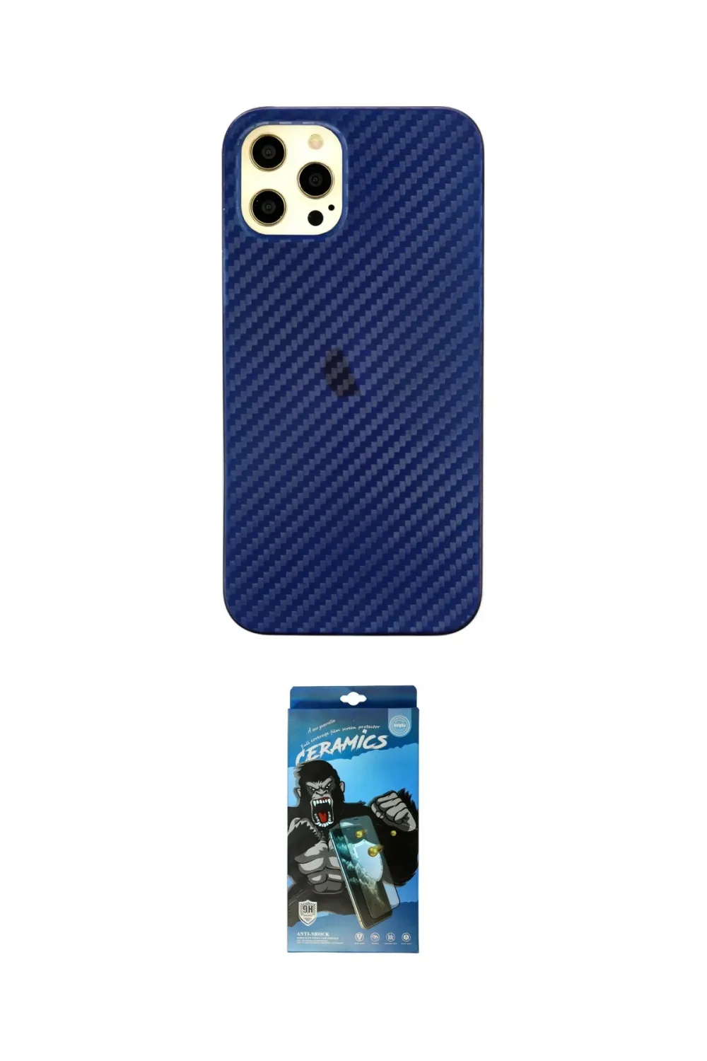 ieg™ iPhone 12 Pro Max Kılıf Nova Çizgi - Siyah 34D Izgaralı Cam