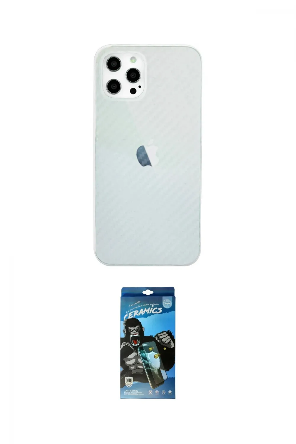 ieg™ iPhone 12 Pro Max Kılıf Nova Çizgi - Siyah 34D Izgaralı Cam