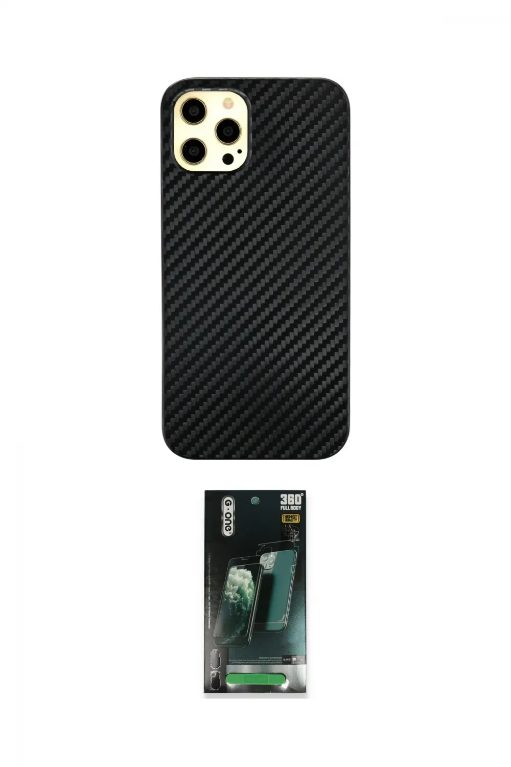 ieg™ iPhone 12 Pro Max Kılıf Nova Çizgi - Siyah 360 Mat Full Body Arka Koruyucu