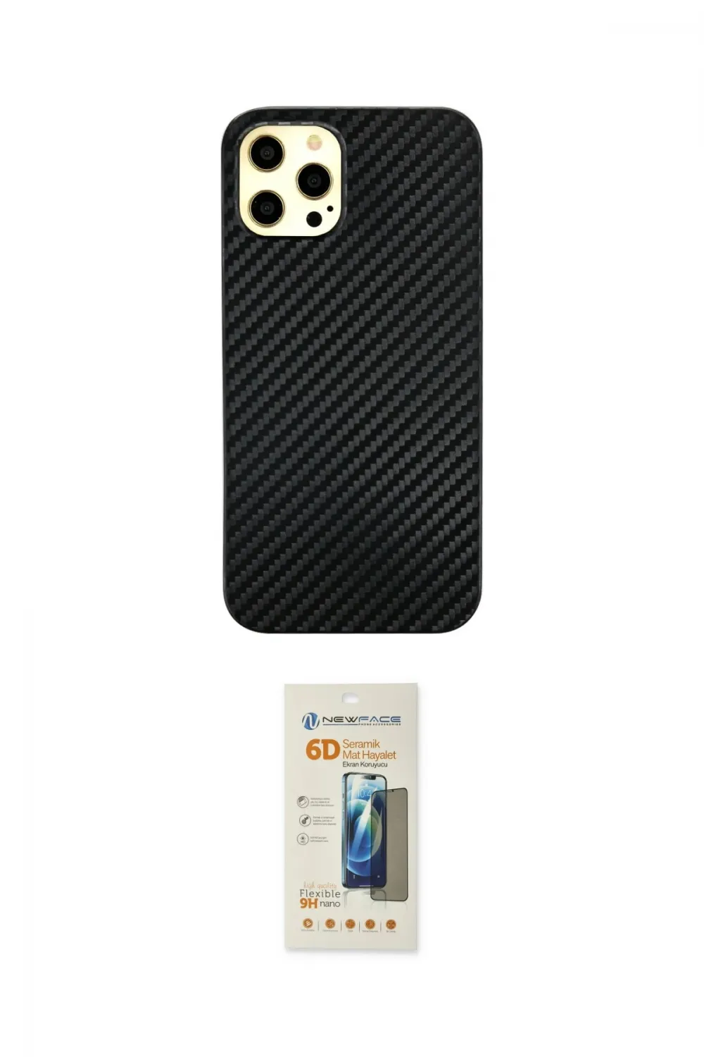 ieg™ iPhone 12 Pro Max Kılıf Nova Çizgi - Siyah 6D Mat Seramik Hayalet Nano Ekran Koruyucu