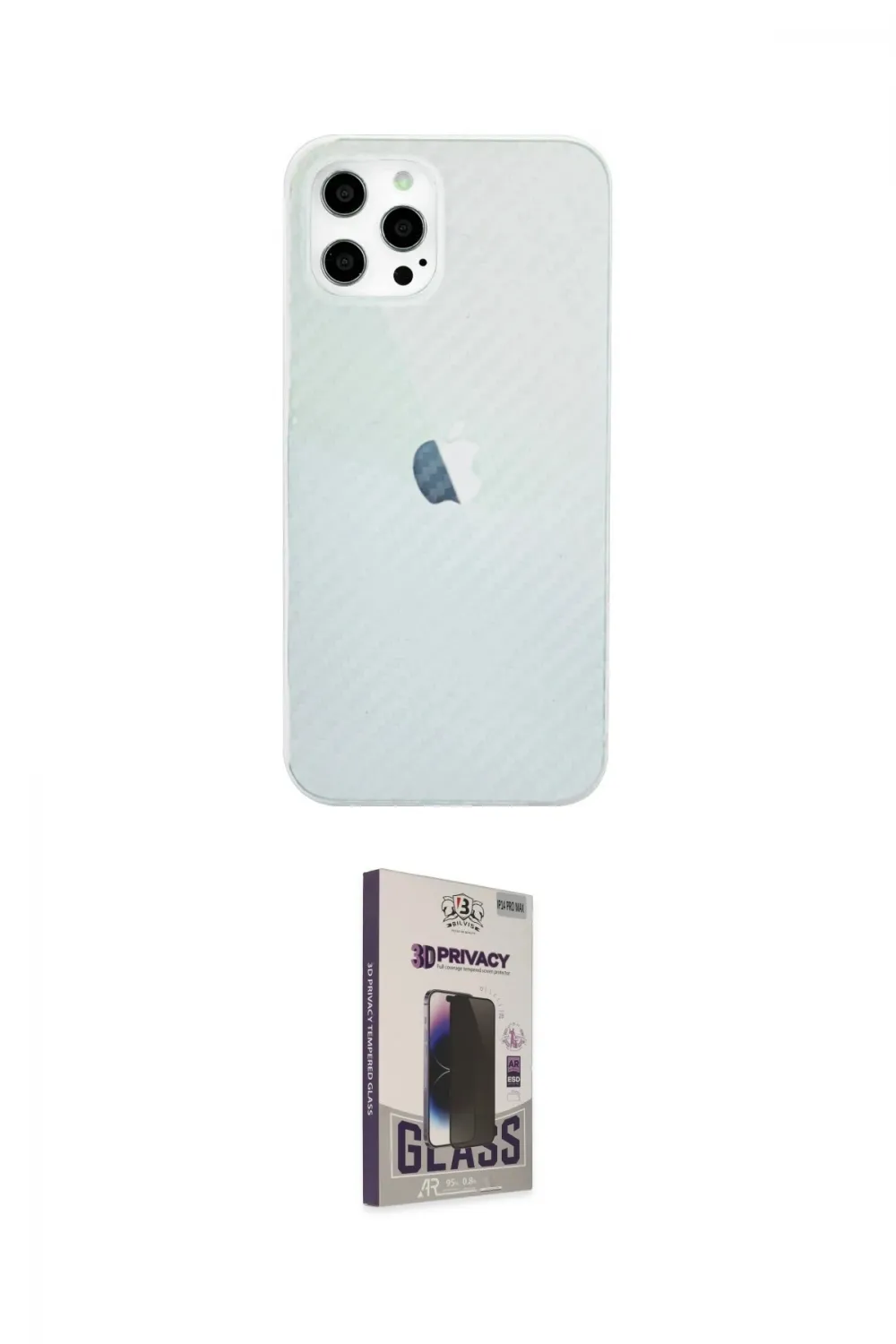 ieg™ iPhone 12 Pro Max Kılıf Nova Çizgi - Siyah Bilvis Hayalet Cam Ekran Koruyucu