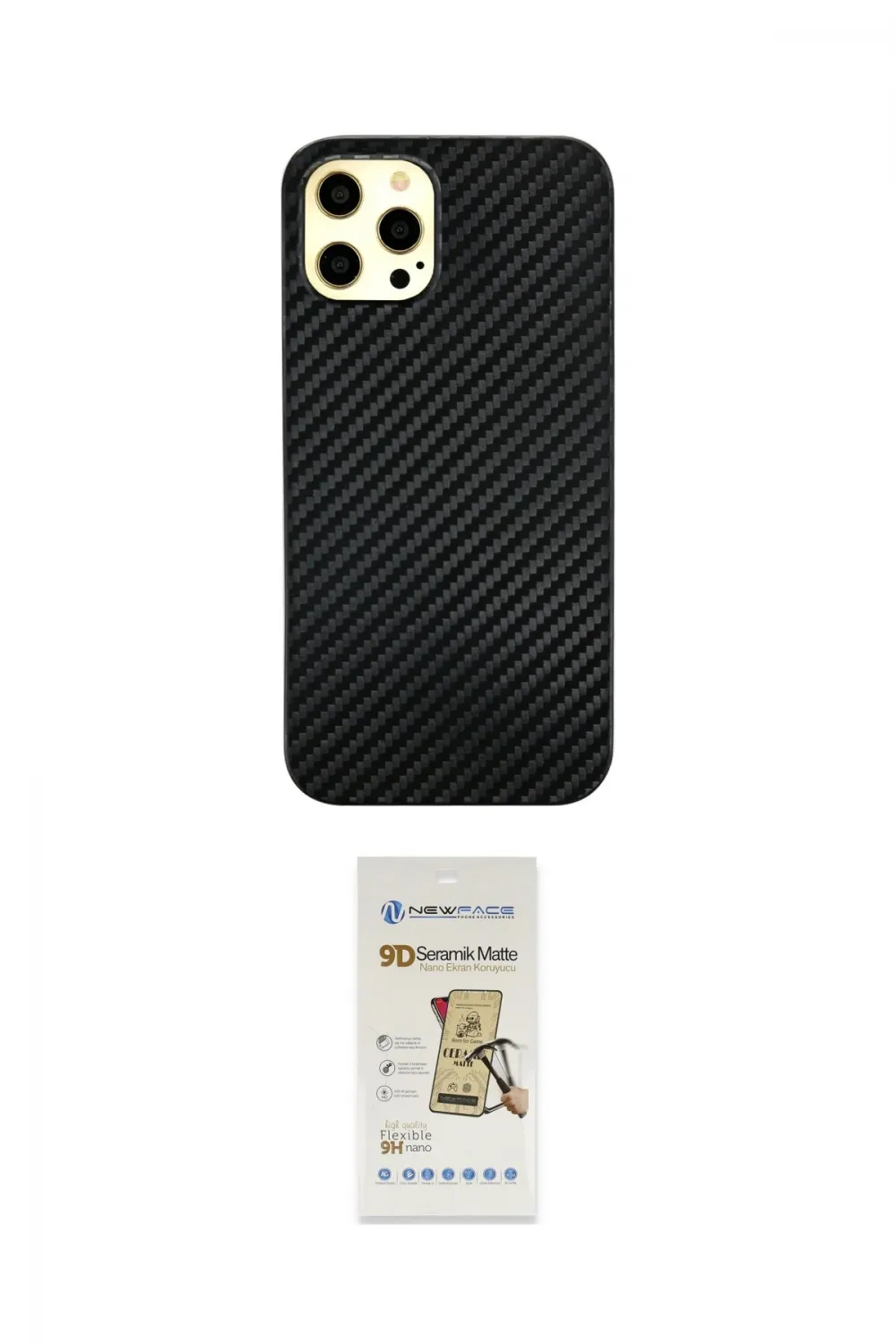 ieg™ iPhone 12 Pro Max Kılıf Nova Çizgi - Siyah Mat Seramik Nano Ekran Koruyucu