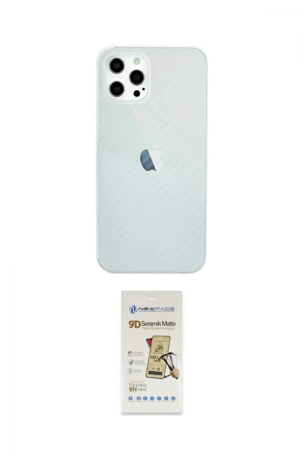 ieg™ iPhone 12 Pro Max Kılıf Nova Çizgi - Siyah Mat Seramik Nano Ekran Koruyucu