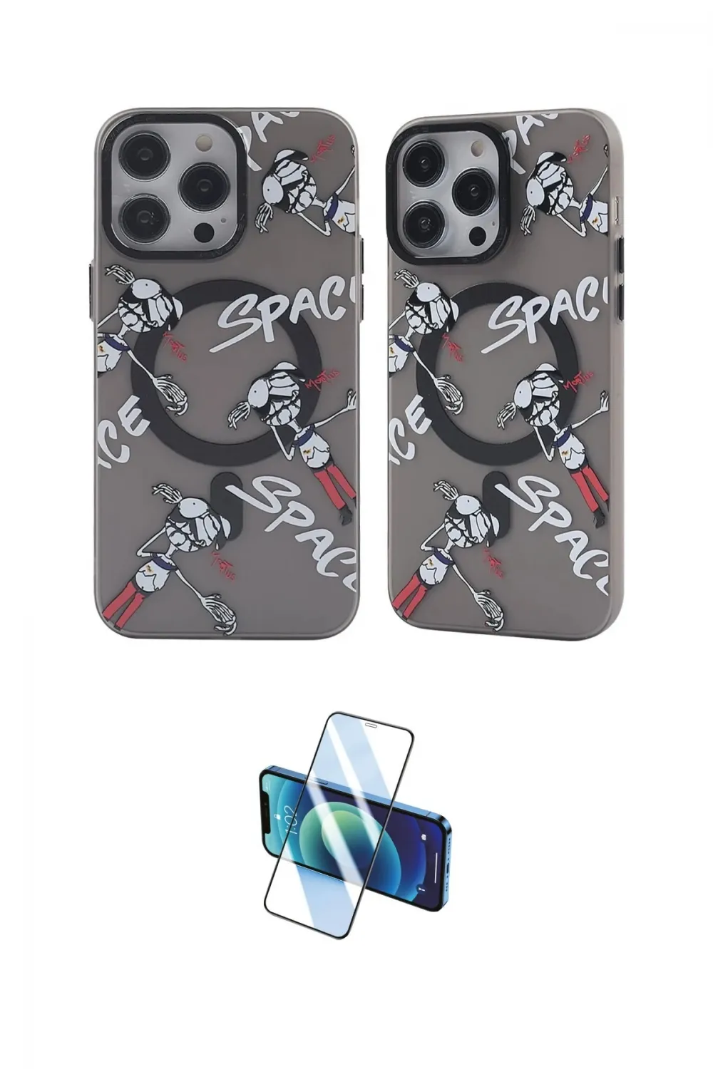 ieg™ iPhone 12 Pro Max Kılıf Nova Doku Koleksiyonu - Siyah 3D Antistatik Cam Ekran Koruyucu