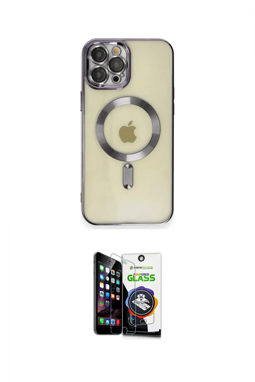 ieg™ iPhone 12 Pro Max Kılıf Nova Işık Özel Seri - Şeffaf Temperli Cam Ekran Koruyucu