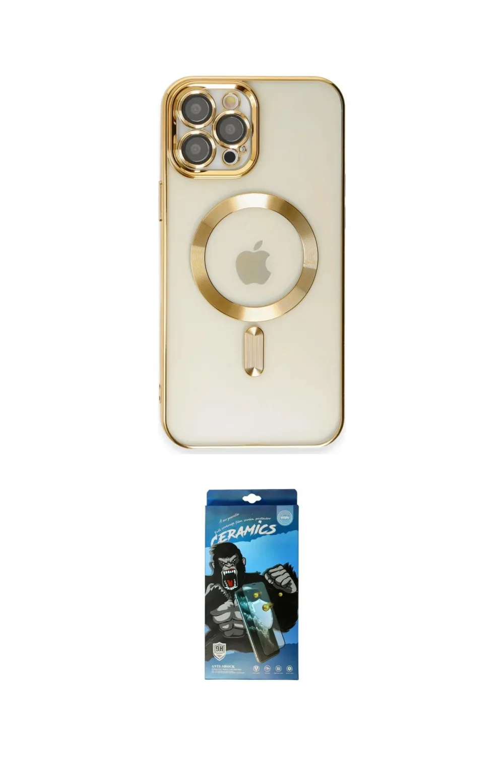 ieg™ iPhone 12 Pro Max Kılıf Nova Işık Özel Seri - Siyah 34D Izgaralı Cam