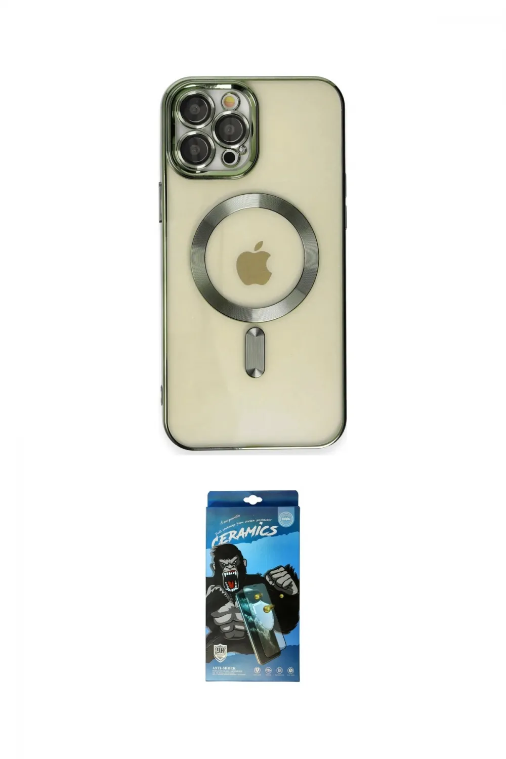 ieg™ iPhone 12 Pro Max Kılıf Nova Işık Özel Seri - Siyah 34D Izgaralı Cam