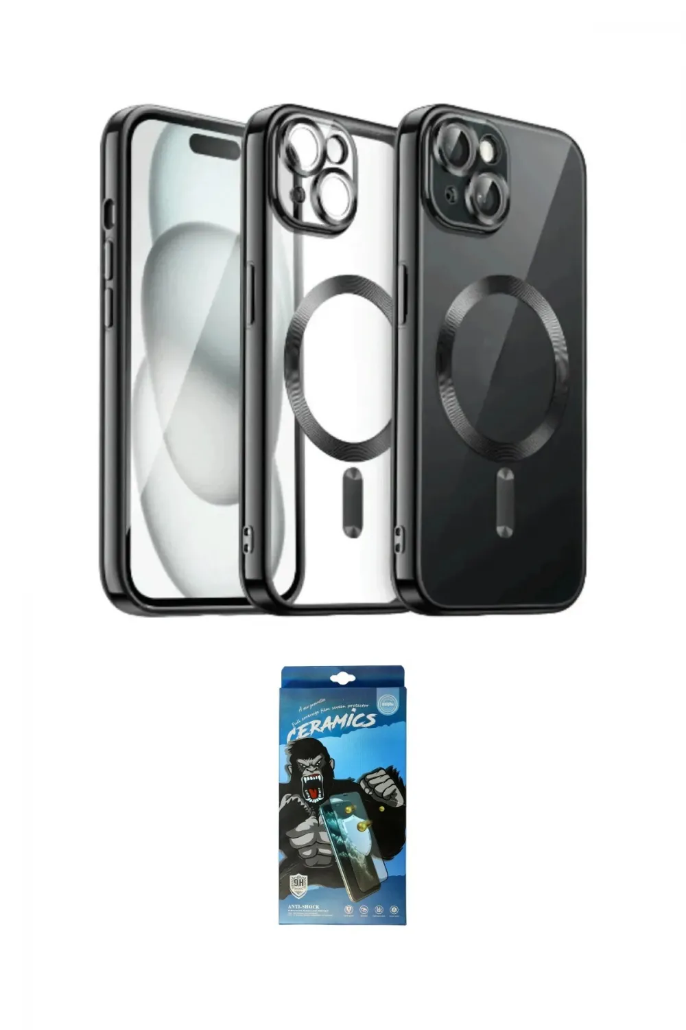ieg™ iPhone 12 Pro Max Kılıf Nova Işık Özel Seri - Siyah 34D Izgaralı Cam
