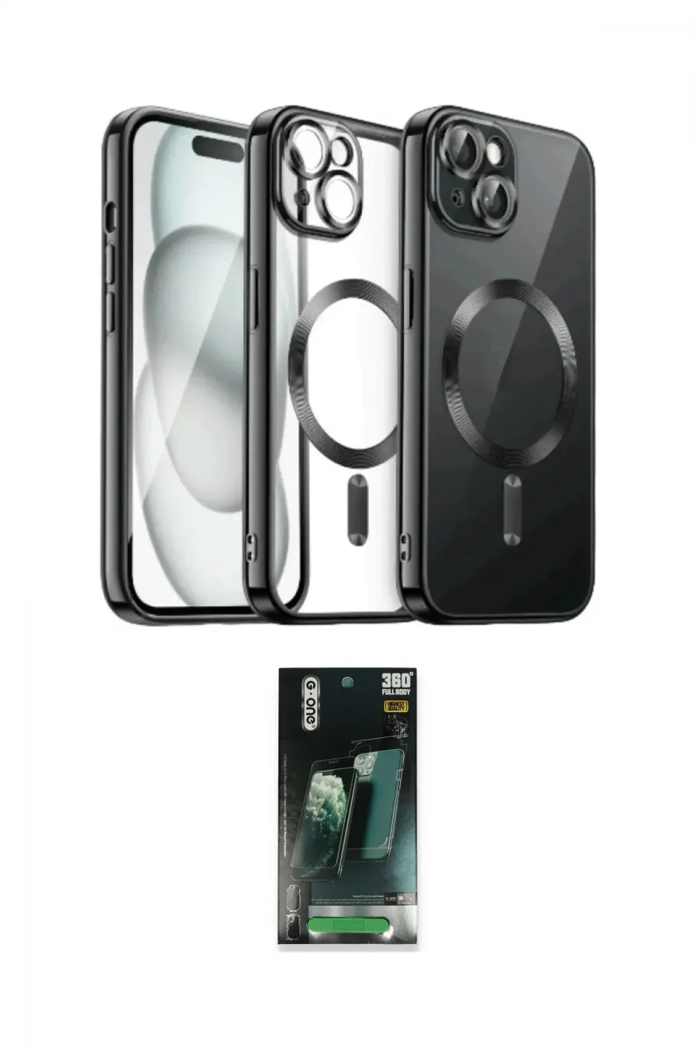 ieg™ iPhone 12 Pro Max Kılıf Nova Işık Özel Seri - Siyah 360 Mat Full Body Arka Koruyucu