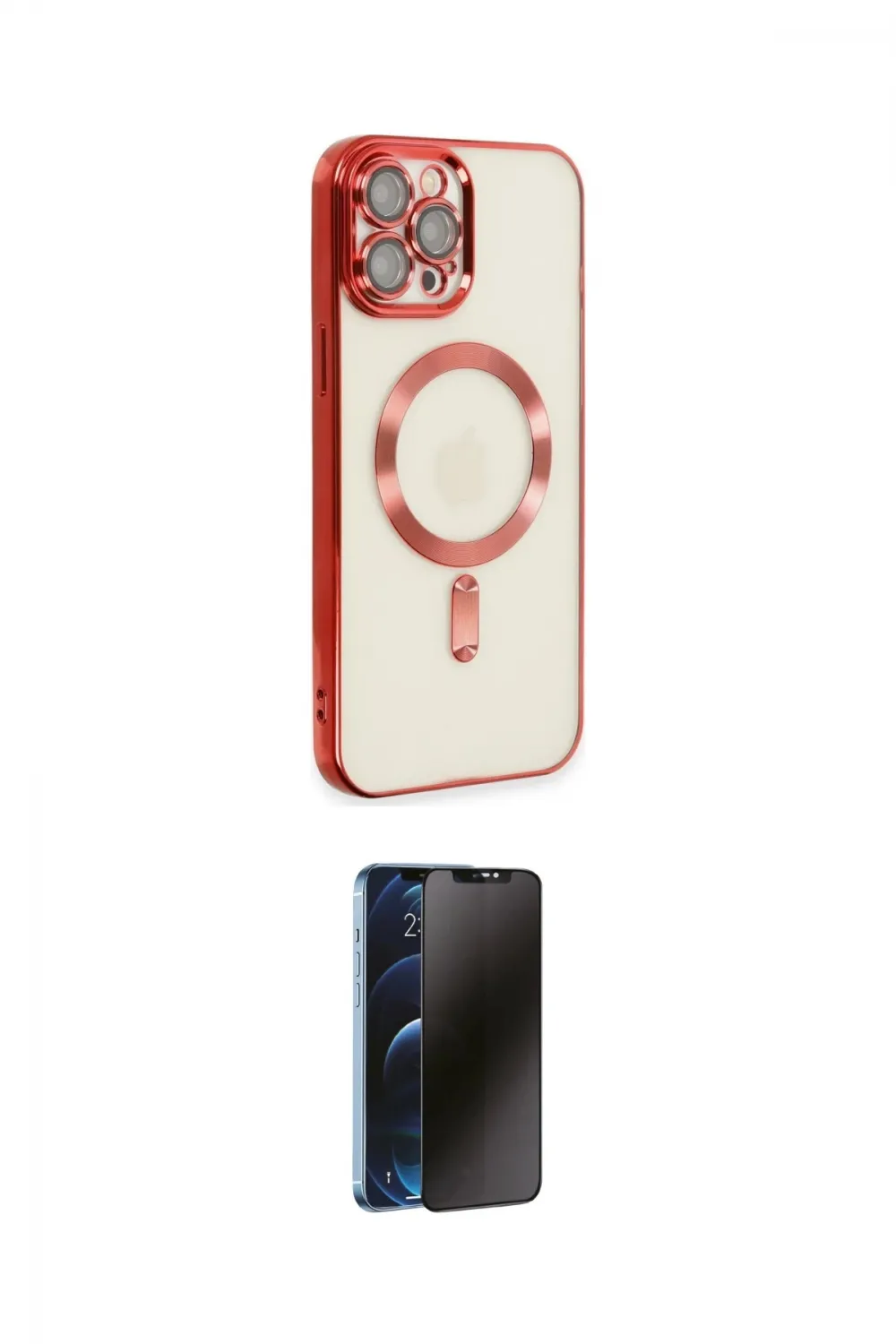 ieg™ iPhone 12 Pro Max Kılıf Nova Işık Özel Seri - Siyah 3D Antistatik Hayalet Cam Ekran Koruyucu