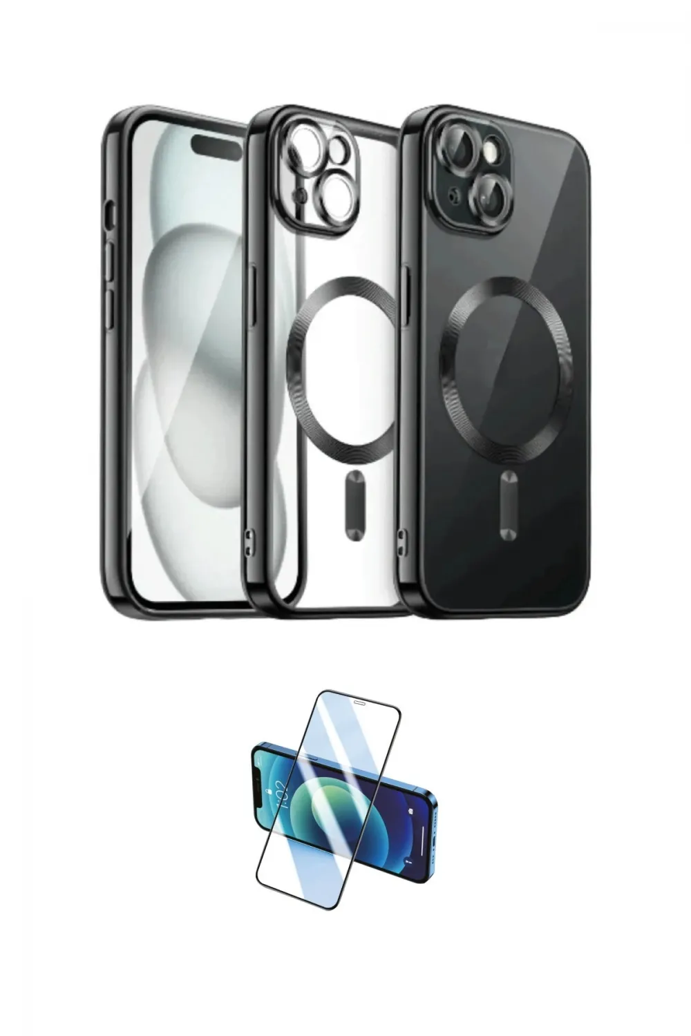 ieg™ iPhone 12 Pro Max Kılıf Nova Işık Özel Seri - Siyah 3D Antistatik Seramik Nano Ekran Koruyucu
