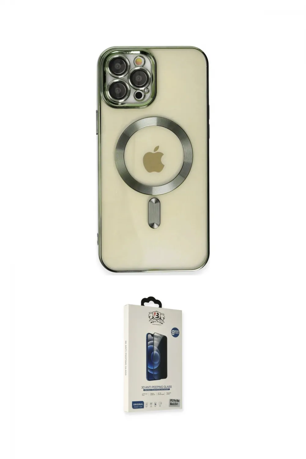 ieg™ iPhone 12 Pro Max Kılıf Nova Işık Özel Seri - Siyah Bilvis Hayalet Cam Ekran Koruyucu