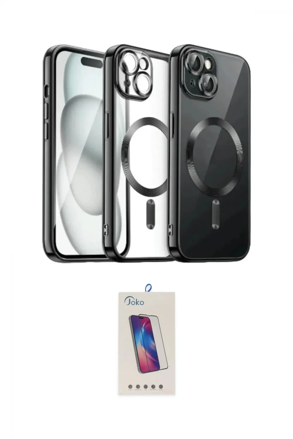 ieg™ iPhone 12 Pro Max Kılıf Nova Işık Özel Seri - Siyah Joko 5D Cam