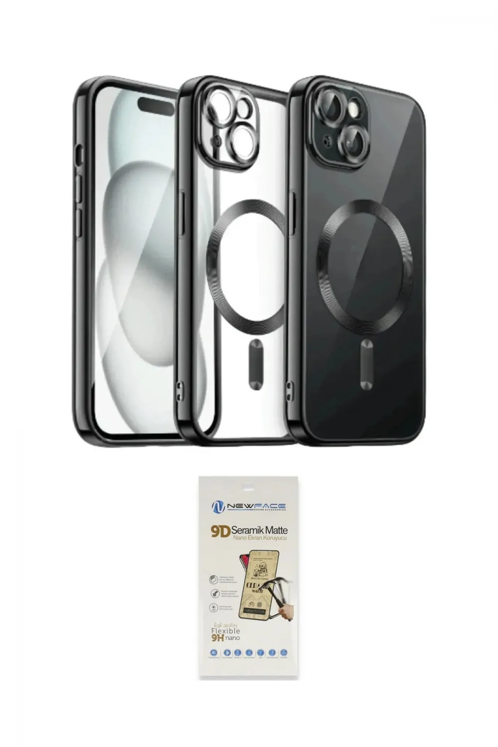 ieg™ iPhone 12 Pro Max Kılıf Nova Işık Özel Seri - Siyah Mat Seramik Nano Ekran Koruyucu
