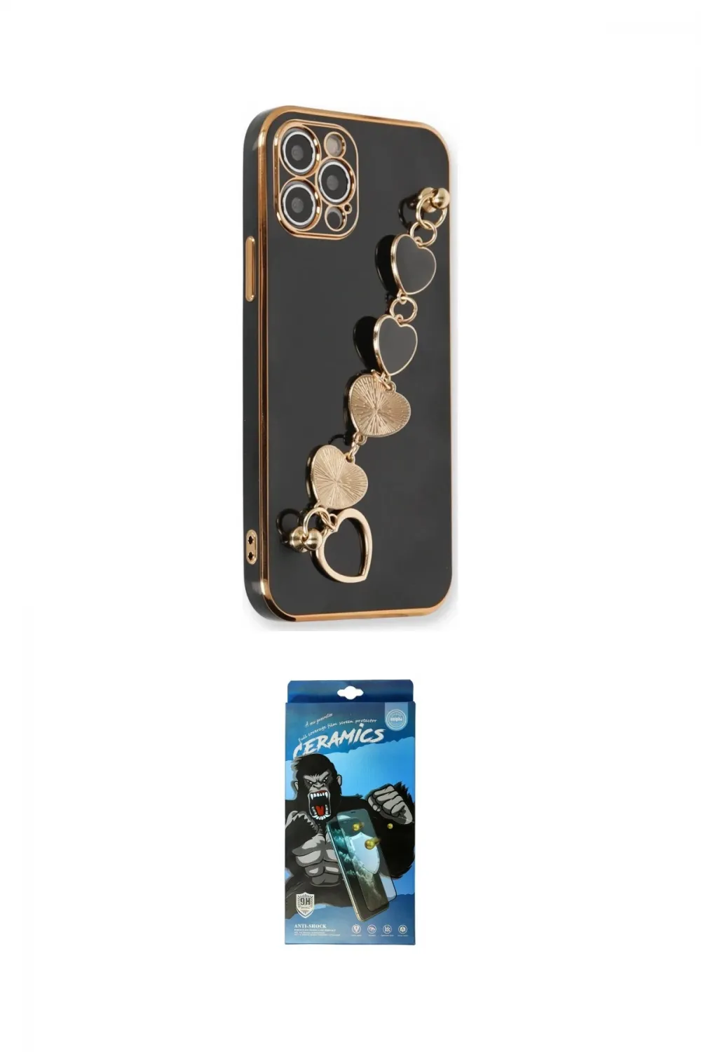 ieg™ iPhone 12 Pro Max Kılıf Nova Işık Prime - Siyah 34D Izgaralı Cam