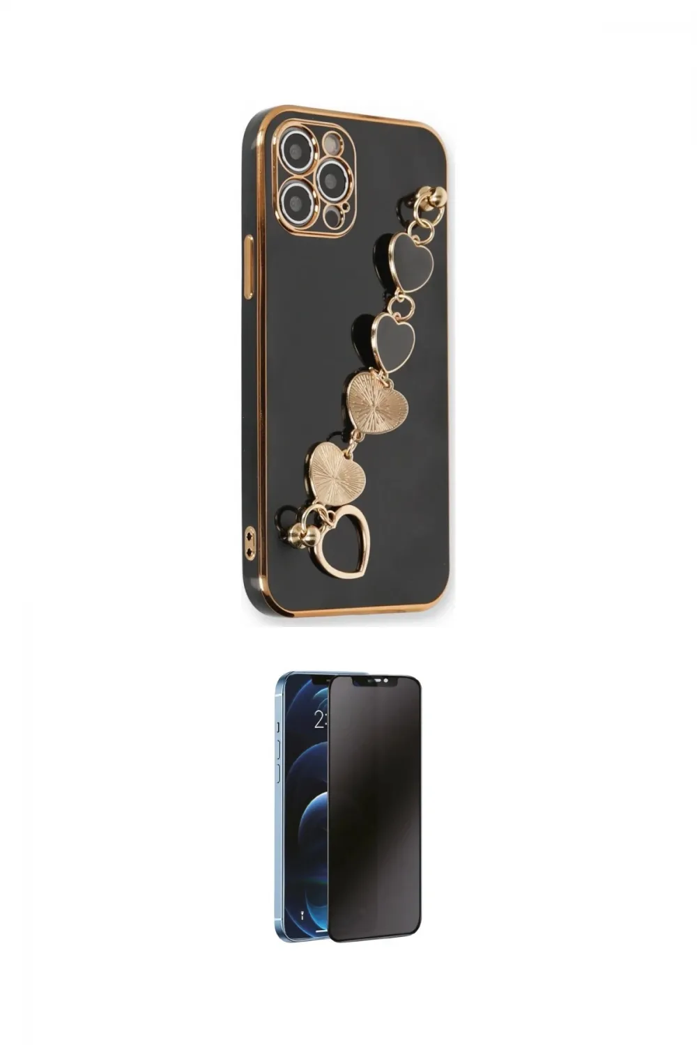 ieg™ iPhone 12 Pro Max Kılıf Nova Işık Prime - Siyah 3D Antistatik Hayalet Cam Ekran Koruyucu