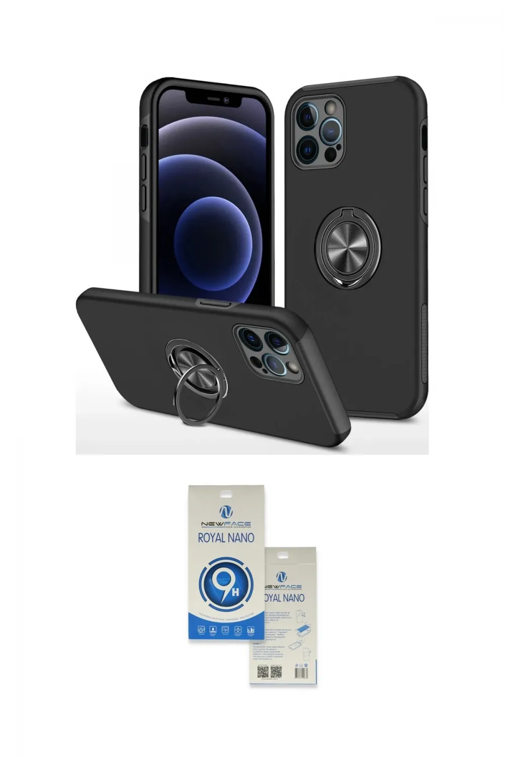 ieg™ iPhone 12 Pro Max Kılıf Odak Form Prime - Şeffaf Royal Nano Ekran Koruyucu