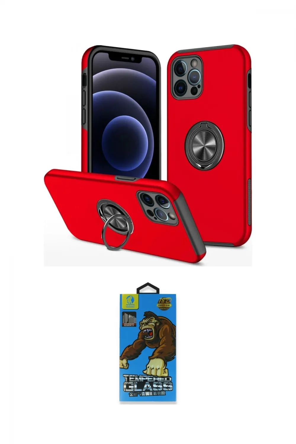 ieg™ iPhone 12 Pro Max Kılıf Odak Form Prime - Siyah 18D Cam Ekran Koruyucu