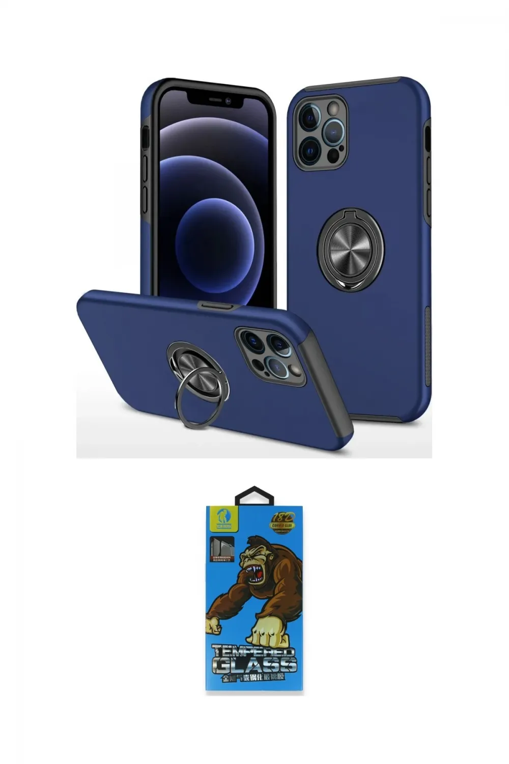 ieg™ iPhone 12 Pro Max Kılıf Odak Form Prime - Siyah 18D Cam Ekran Koruyucu