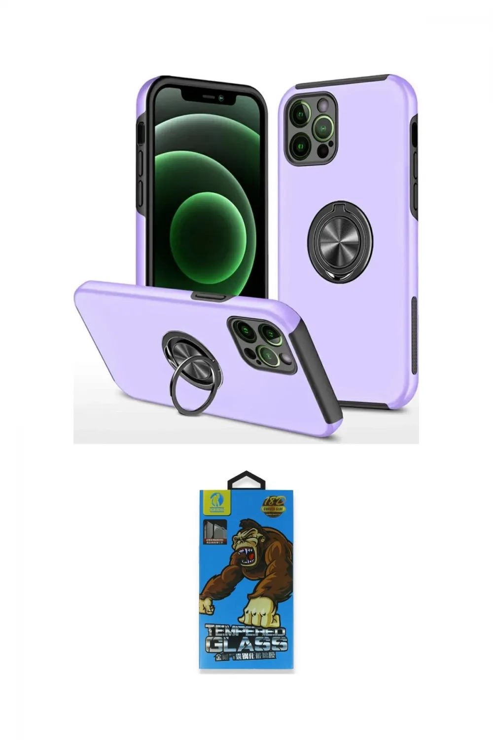 ieg™ iPhone 12 Pro Max Kılıf Odak Form Prime - Siyah 18D Cam Ekran Koruyucu