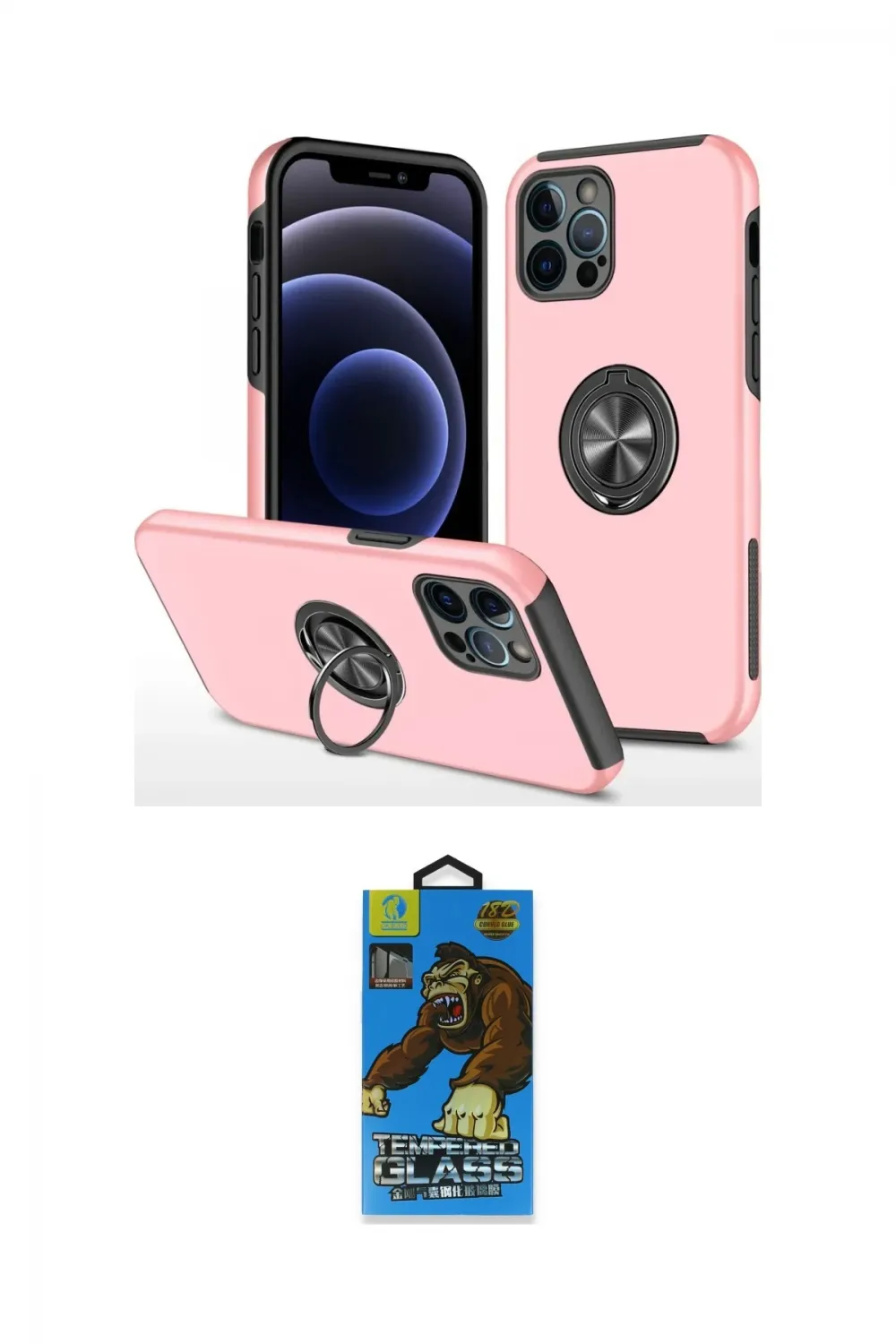 ieg™ iPhone 12 Pro Max Kılıf Odak Form Prime - Siyah 18D Cam Ekran Koruyucu