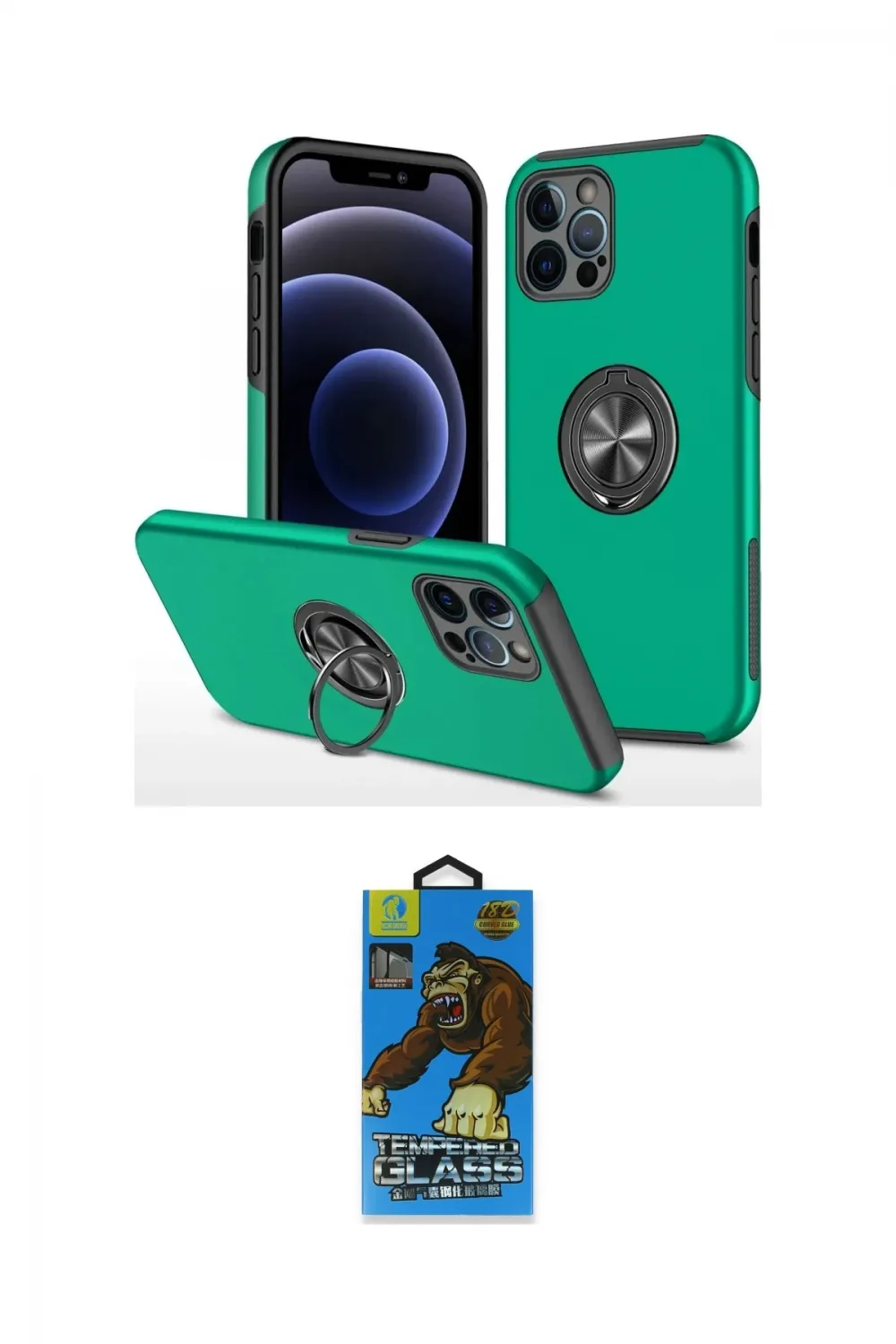 ieg™ iPhone 12 Pro Max Kılıf Odak Form Prime - Siyah 18D Cam Ekran Koruyucu