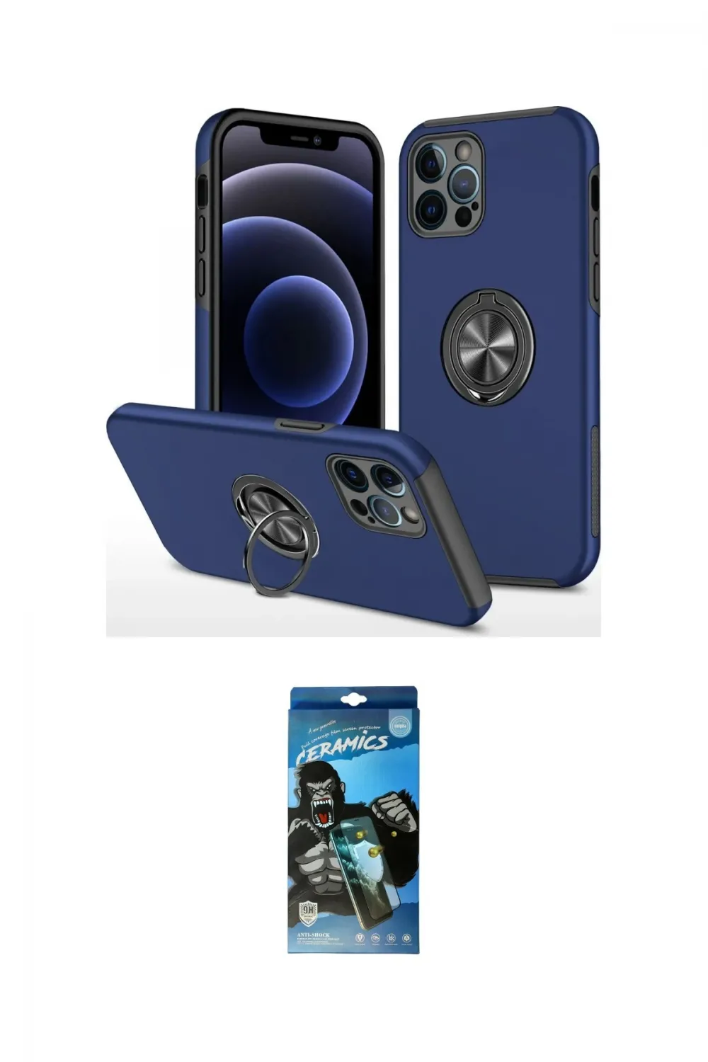 ieg™ iPhone 12 Pro Max Kılıf Odak Form Prime - Siyah 34D Izgaralı Cam