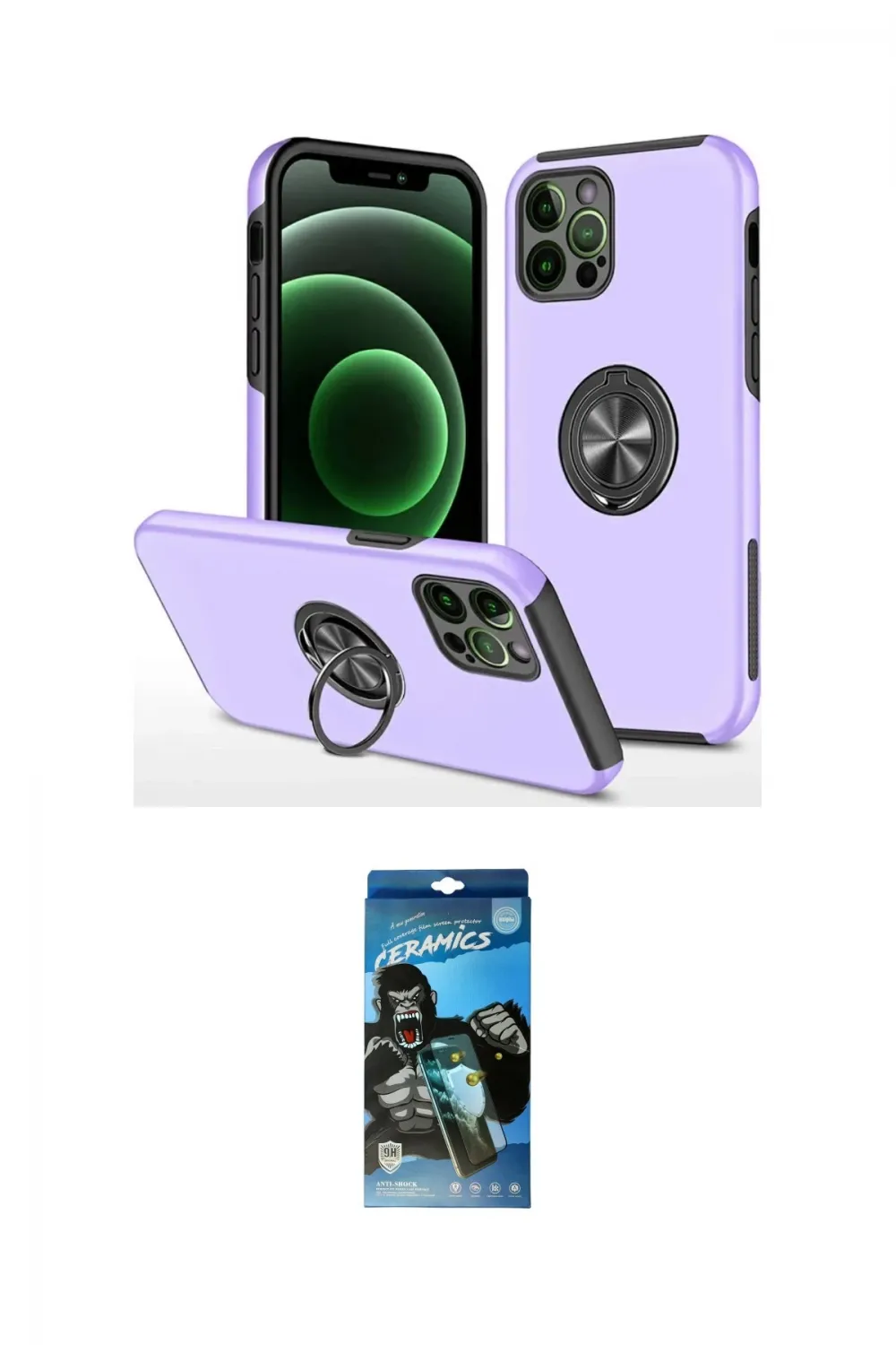ieg™ iPhone 12 Pro Max Kılıf Odak Form Prime - Siyah 34D Izgaralı Cam