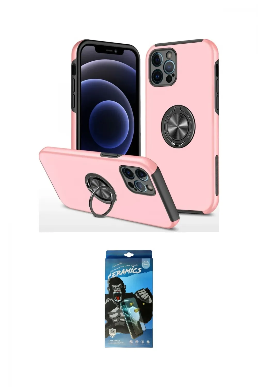 ieg™ iPhone 12 Pro Max Kılıf Odak Form Prime - Siyah 34D Izgaralı Cam
