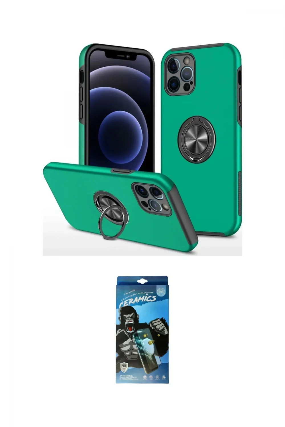 ieg™ iPhone 12 Pro Max Kılıf Odak Form Prime - Siyah 34D Izgaralı Cam