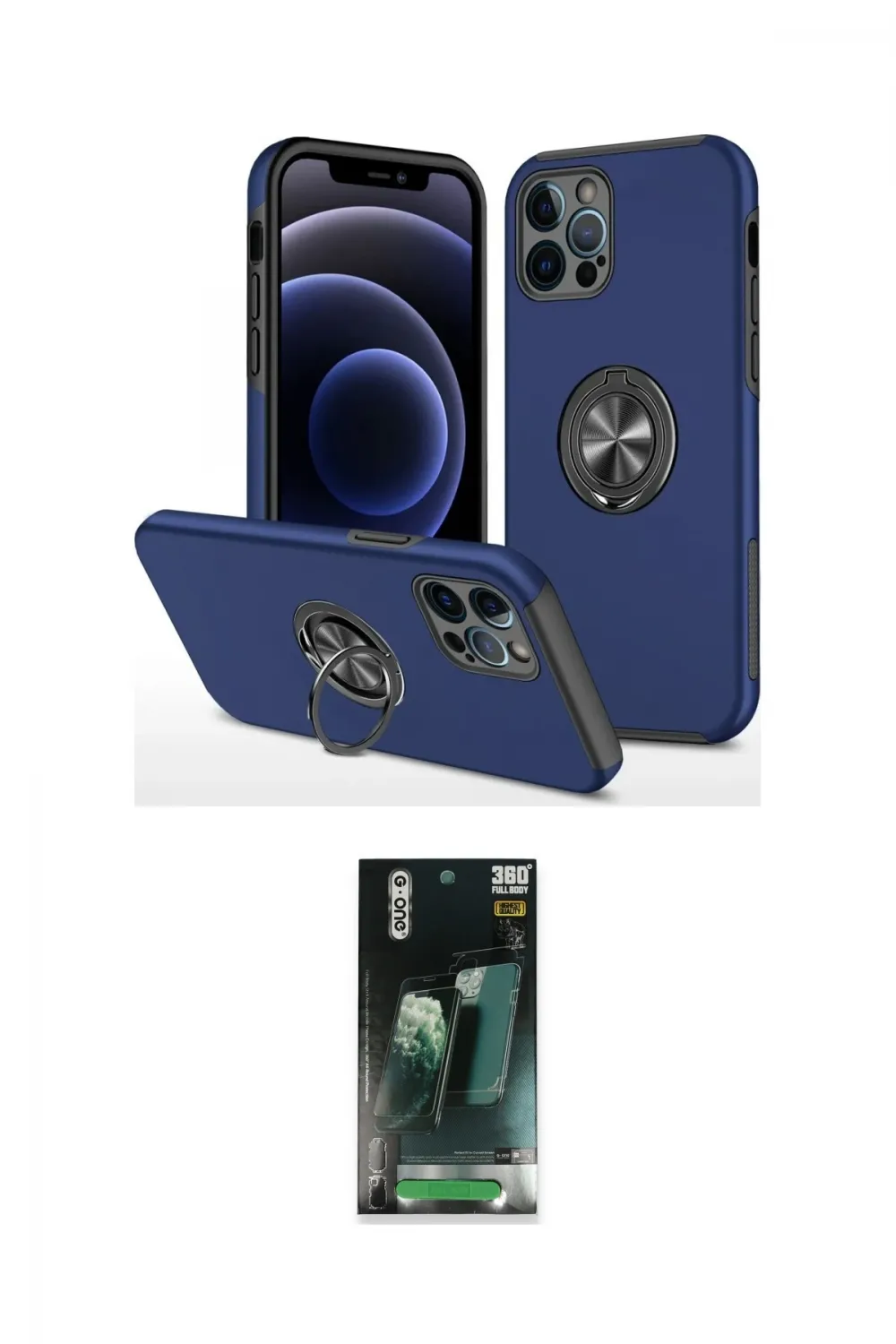 ieg™ iPhone 12 Pro Max Kılıf Odak Form Prime - Siyah 360 Mat Full Body Arka Koruyucu