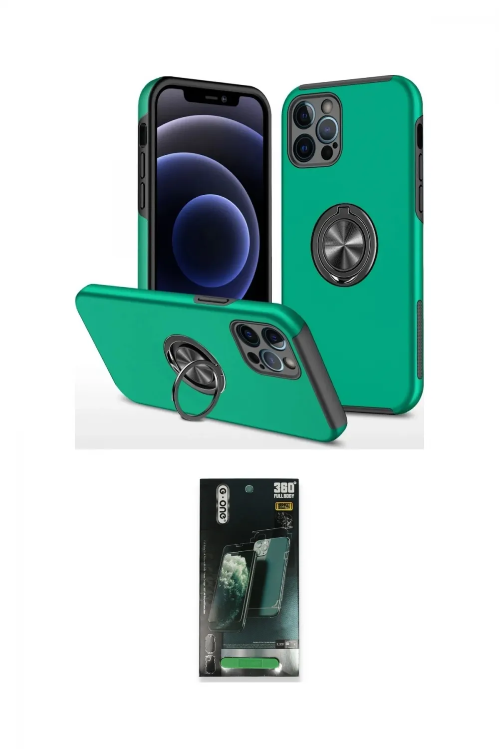 ieg™ iPhone 12 Pro Max Kılıf Odak Form Prime - Siyah 360 Mat Full Body Arka Koruyucu