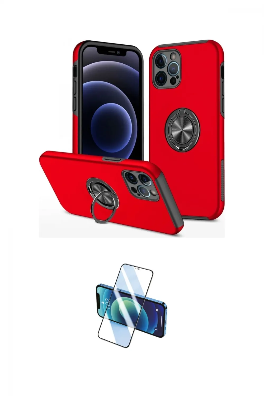ieg™ iPhone 12 Pro Max Kılıf Odak Form Prime - Siyah 3D Antistatik Cam Ekran Koruyucu