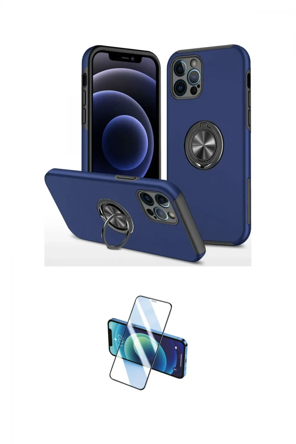 ieg™ iPhone 12 Pro Max Kılıf Odak Form Prime - Siyah 3D Antistatik Cam Ekran Koruyucu