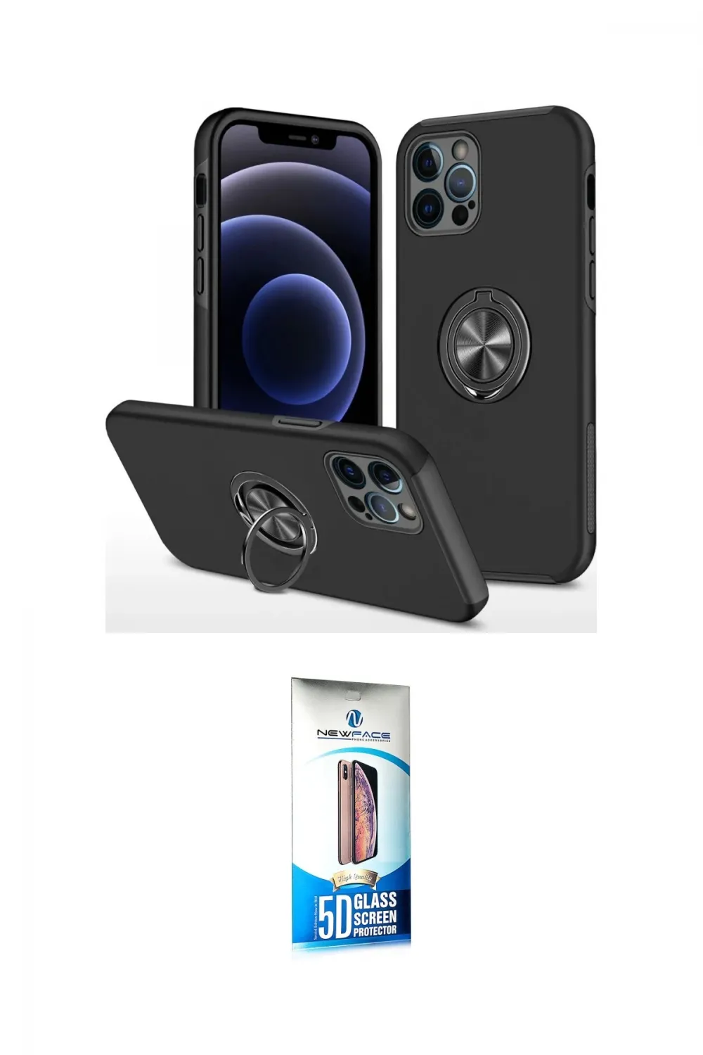 ieg™ iPhone 12 Pro Max Kılıf Odak Form Prime - Siyah 5D Eko Cam Ekran Koruyucu
