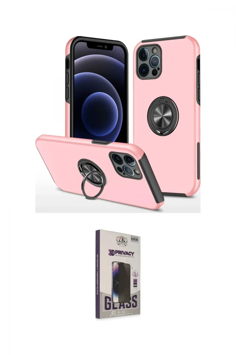 ieg™ iPhone 12 Pro Max Kılıf Odak Form Prime - Siyah Bilvis Hayalet Cam Ekran Koruyucu