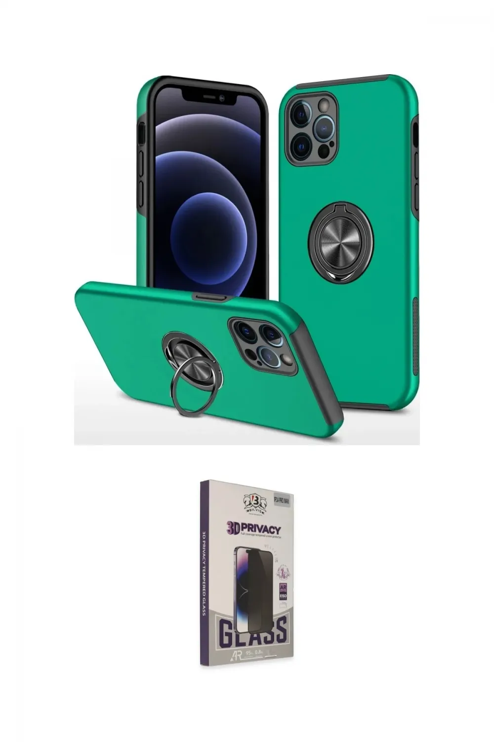 ieg™ iPhone 12 Pro Max Kılıf Odak Form Prime - Siyah Bilvis Hayalet Cam Ekran Koruyucu