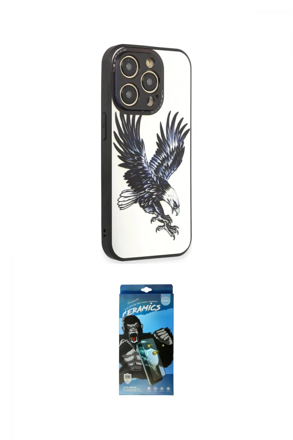 ieg™ iPhone 12 Pro Max Kılıf Odak Klasik Serisi - Siyah 34D Izgaralı Cam