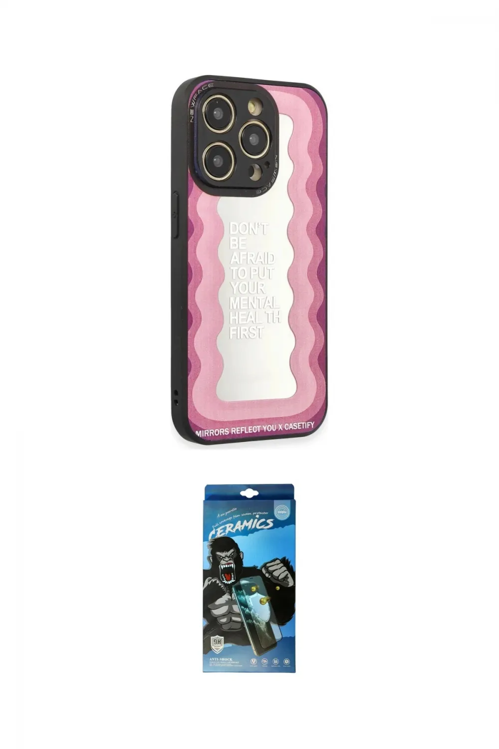ieg™ iPhone 12 Pro Max Kılıf Odak Klasik Serisi - Siyah 34D Izgaralı Cam