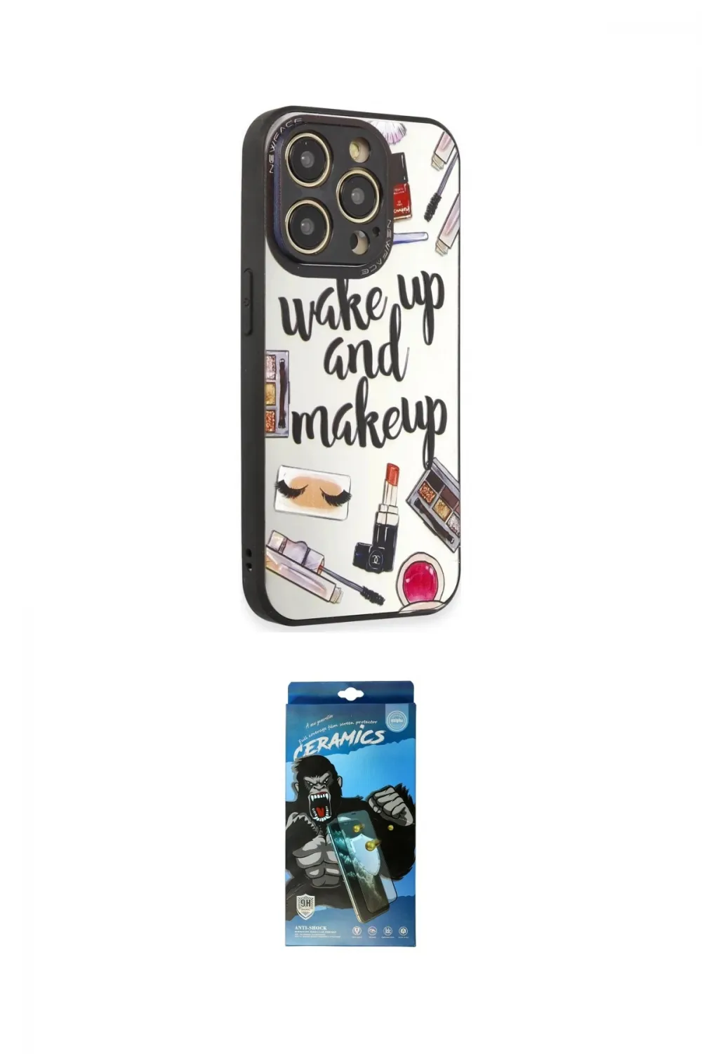 ieg™ iPhone 12 Pro Max Kılıf Odak Klasik Serisi - Siyah 34D Izgaralı Cam